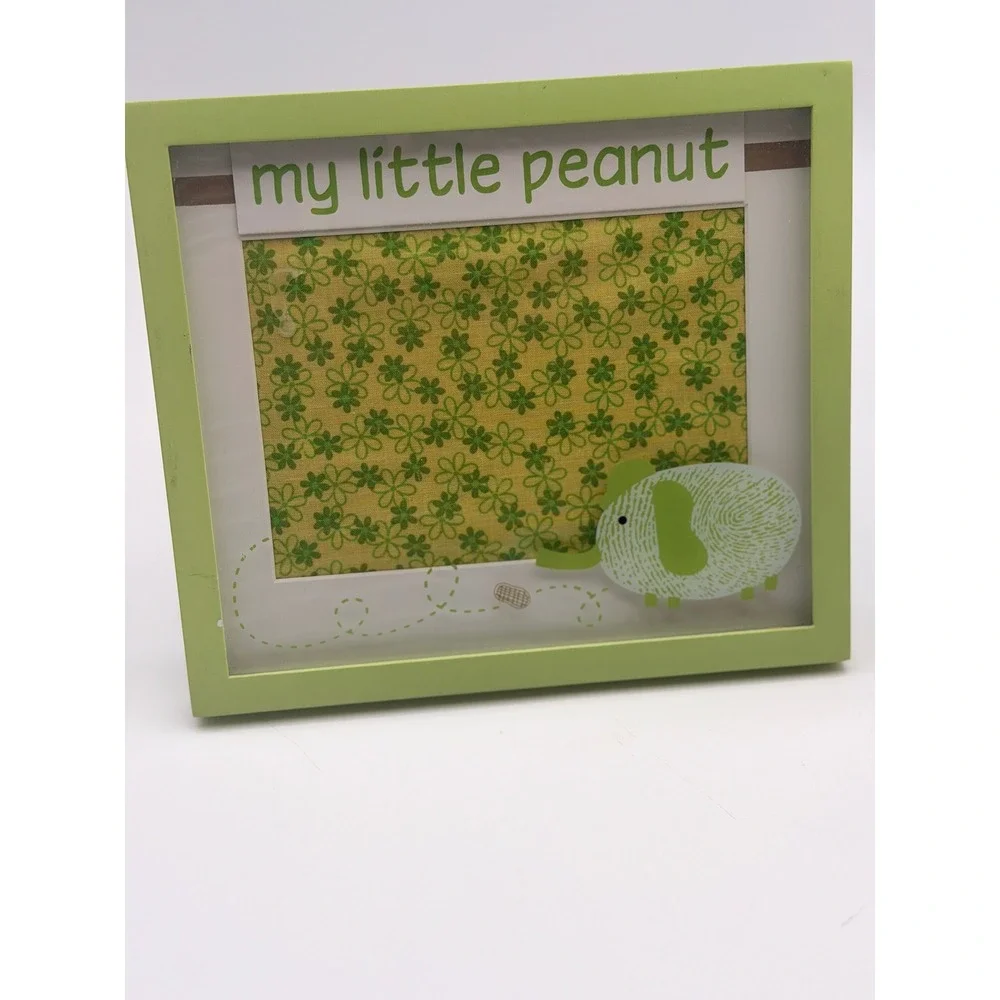 My Little Peanut Elephant Nursery Photo Frame Green 8x8 Square Baby Decor